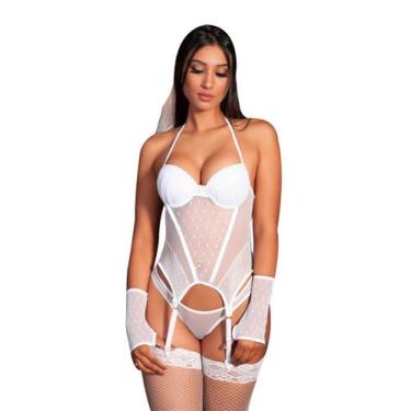Imagem de Lingerie Sex Noiva Sedutora Nupcial + Meias 7/8 - Garota V., P, Branco
