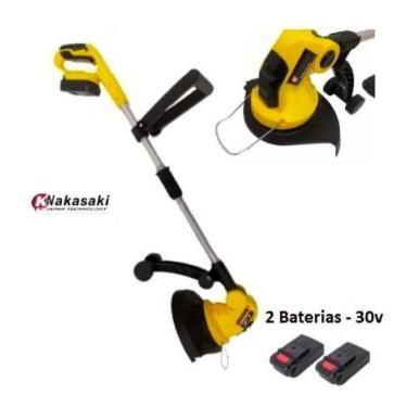 Imagem de Roçadeira A Bateria 32v Cortador Aparador Grama 2 Baterias - nakazaki