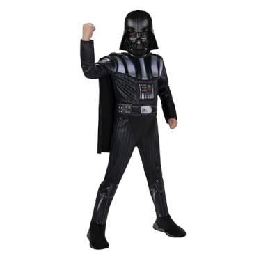 Imagem de Fantasia oficial de Halloween juvenil Star Wars Darth Vader - Macacão acolchoado de qualidade premium com máscara de plástico e capa removível, MULTI, Medium