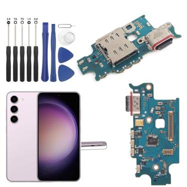 Imagem de Conector Dock para Samsung Galaxy S23+ Plus Porta de carregamento Cabo flexível de substituição para Samsung S23 Plus 5G S916U Carregador USB Dock Board conector com ferramentas (preto)