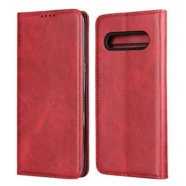 Imagem de iCoverCase Capa para LG V60 ThinQ 5G, capa carteira magnética de couro PU premium, compartimentos para cartão para carregar capa interna macia de couro flip com suporte para LG V60 (vinho vermelho)