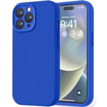 Imagem de LOVE 3000 Capa projetada para iPhone 14 Pro, silicone premium com forro de microfibra macio antiarranhões, capa protetora à prova de choque para homens, mulheres e meninas de 6,1 polegadas, azul Klein