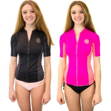 Imagem de Rip Curl Camiseta de manga curta Party Wave Full Zip, preta, grande