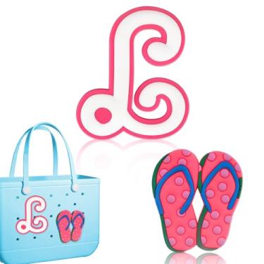 Imagem de Blinket Berloques decorativos com monograma compatíveis com bolsa Bogg | Berloques compatíveis com bolsa Bogg - Chinelos e letras 3D, acessórios elegantes com monograma, incluindo chinelos e letras 3D