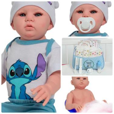 Imagem de Bebê Reborn 100% Vinil Siliconado Olho Azul Pode Dar Banho - Cegonha R