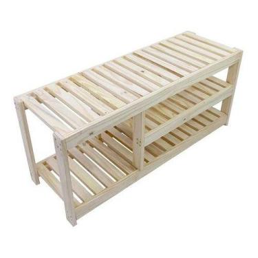 Imagem de Sapateira Otimizada Pinus Com Banco 50x110x35cm - Supermax, Marrom