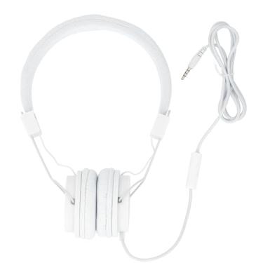 Imagem de Fones de ouvido com fio Fone de ouvido com fio de 3,5 mm com microfone estéreo dobrável faixa de cabeça ajustável controle inline para chamadas musicais jogos compatíveis com PC (White)