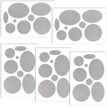 Imagem de Mxxipp 40 peças de remendos de reparo de jaqueta, remendo acolchoado impermeável autoadesivo, fita oval redonda de reparo de tecido de nylon para tenda, sacos de dormir, calças de esqui, fixação de