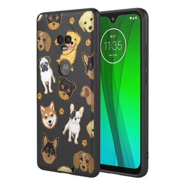 Imagem de HTXWXJC Capa de telefone para Moto G7 Plus, capa para Moto G7, T-MobileRevvlry+ XT1965 XT1962 capa à prova de choque flexível bumper TPU capa macia padrão cão capa para celular Motorola Moto G7 Black
