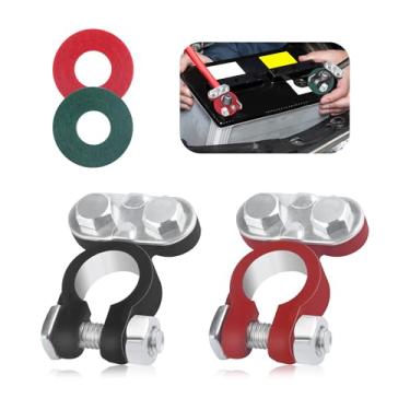 Imagem de 2 peças conectores de terminal de bateria de carro ajustáveis, terminal de bateria negativo/positivo galvanizado com almofada isolante, terminais e terminais de bateria de substituição automotiva universal