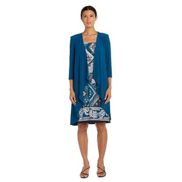 Imagem de R&M Richards Conjunto de vestido feminino casual para o dia, Azul-petróleo, 15 Plus Size