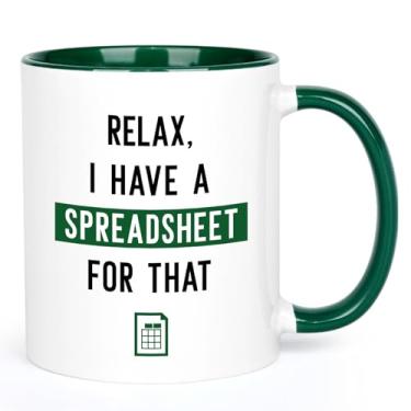 Imagem de Cabtnca Presentes de contador para mulheres e homens, caneca Excel, Relax I Have a Spreadsheet for That Mug, presentes de aniversário de Natal para contadores, colegas de trabalho, CPA, estudante de
