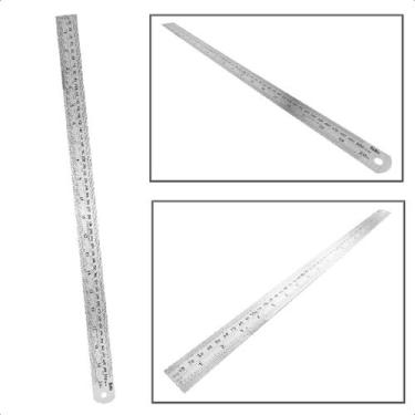 Imagem de Régua Em Aço Inox Escala Mm e Pols 50cm 20 Pols - EDA