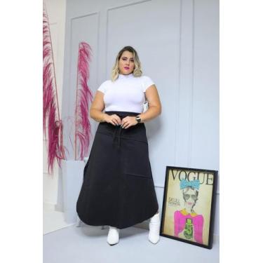 Imagem de Saia Longa Plus Size Feminina De Moletinho Com Fenda Lateral - Dona On