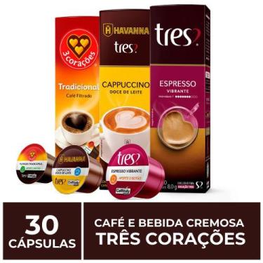 Imagem de 30 Cápsulas Três Corações, Café e Bebida Cremosa