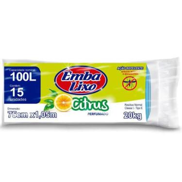 Imagem de Saco De Lixo Embalixo 100L Perfumado Citrus Com 15 Unidades - Emballix