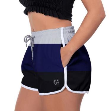 Imagem de Short Praia Feminino W2 Branco, Azul e Preto - w2store, G, Azul
