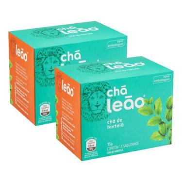 Imagem de Chá De Hortelã Com 15 Saquinhos - Leão Kit 2 - leão alimentos, caixa