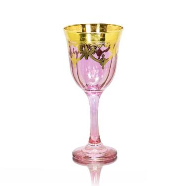 Imagem de Taça pra Agua Cristal Italiano Lilás Guirlandas em Ouro - LUXdécor
