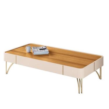 Imagem de Mesa de Centro Cadenza com Pés em Aço - HB Móveis, Off White/Cinamomo