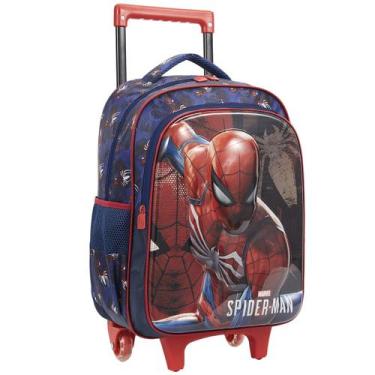 Imagem de Mochila Rodinhas Escolar Homem Aranha Mala Infantil Azul 16L - Xeryus,