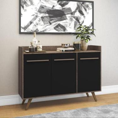 Imagem de Buffet Retrô com 3 Portas - Preto/Rústico - Movelbento, Preto