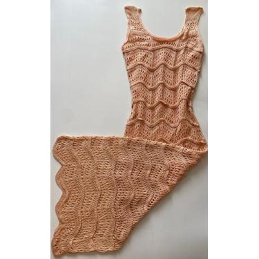 Imagem de Vestido Midi Feminino rendado onda tricô crochê forrado linha premium 