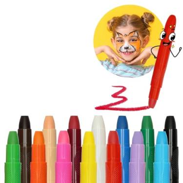 Imagem de Bobi Puppi Kit de maquiagem com 12 pinturas faciais para crianças, canetas de rosto não tóxicas, cores de maquiagem laváveis, kit de tinta de maquiagem