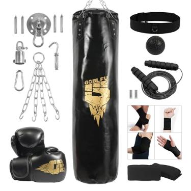 Imagem de Goblfu Saco de pancada de pendurar para adultos, conjunto de saco de boxe pesado de poliuretano de 1,2 m com luvas de boxe de 283 g para kickboxing, karatê, academia em casa