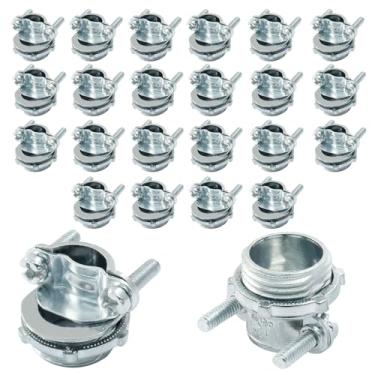Imagem de Murtenze Conector de cabo de grampo de 1/2 polegada, conectores de cabo tipo braçadeira prata para cabos de proteção de caixa elétrica de conduíte metálico (24 peças)