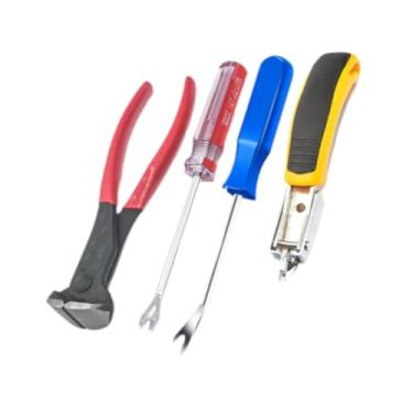 Imagem de shamjina 4x ferramenta removedor de grampos de estofamento extrator de grampo conjunto resistente com alicate extrator de unhas para móveis de parede para casa