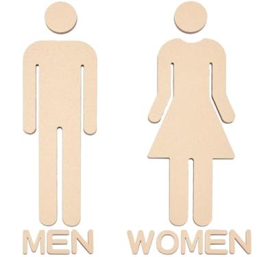 Imagem de GORGECRAFT Sinais de identificação de banheiro masculino feminino escovado sinal de banheiro dourado acrílico sinal de banheiro decoração de sinalização de porta autoadesivo sinal de banheiro para