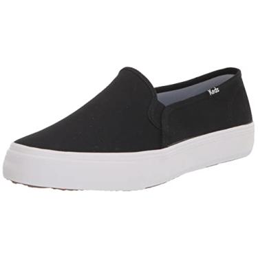 Imagem de Keds Tênis feminino Double Decker Slip on, Couro preto, 6.5 Wide