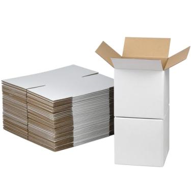 Imagem de HESESOH Conjunto de caixas de transporte de 6x6x6 polegadas com 40, caixa de papelão ondulado branco, mailer de literatura para embalar pequenas empresas