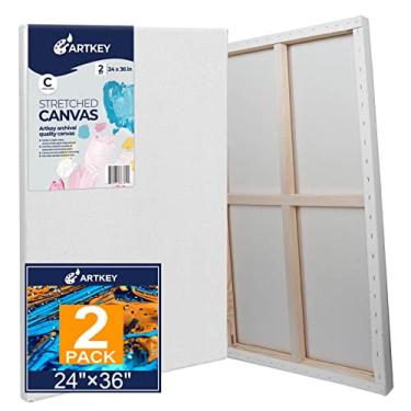 Imagem de Artkey Telas Esticadas para Pintura de 24 X 36", Pacote de 2, Tela Em Branco 100% Algodão Sem Ácido com Primer Triplo de 12,3 Onças, Telas Grandes para Tinta A Óleo, Acrílicos Derramando e Mídia de Ar