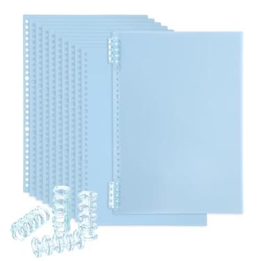 Imagem de PATIKIL Pacote com 12 capas de encadernação, A4 (11,8 x 8,5 polegadas) 22 Mil capas de caderno de plástico com pente de encadernação para apresentação de relatório de livro, azul claro