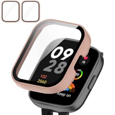 Imagem de Rc-Z Capa protetora de tela para smartwatch Xiaomi Redmi Watch 3, amortecedor de PC rígido e acessórios de substituição de filme de vidro temperado para Redmi Watch 3, rosa