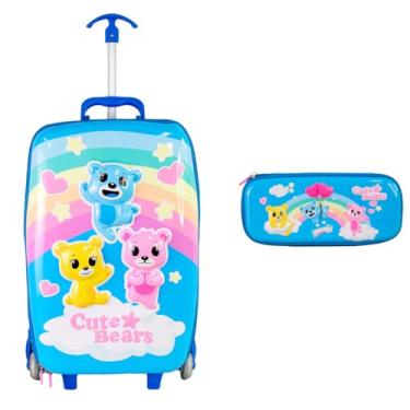 Imagem de Kit Mochila com Rodinhas e Estojo Escolar Infantil Ursinhos Carinhosos