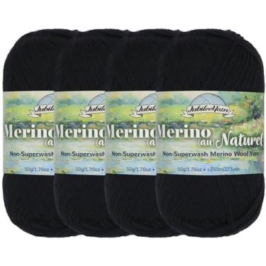 Imagem de JubileeYarn Fio Merino Au Naturel - 50 g/novelo fino de lã merino sem superlavagem - Château Noir - 4 novelos