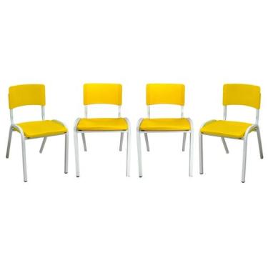 Imagem de Kit 4 cadeiras Iso Infantil Amarelo Escola e Creche  - ECOMHOME
