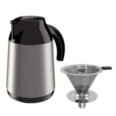 Imagem de Kit Garrafa térmica 600ML Inox Berlim + Coador de Inox Filtro de café 