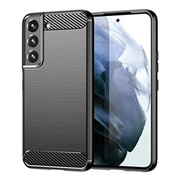 Imagem de GTBDEKI Capa para Galaxy S22 Plus, capa para Samsung S22+ 5G SM-S906U, capa traseira de silicone fino à prova de choque de fibra de carbono resistente TPU macio para Samsung Galaxy S22+ preta