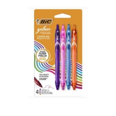 Imagem de Kit Com 4 Canetas Em Gel Ponta Fina Quick Dry Bic