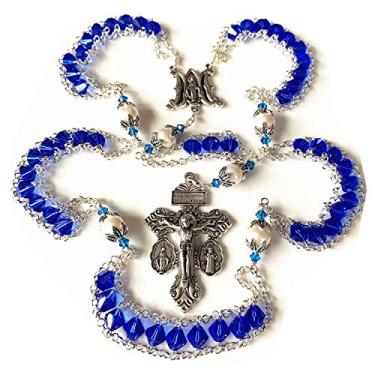 Imagem de elegantmedical Colar de cristal Ladder to Heaven e contas de pérola AAA 10 mm rosário católico cruz perdão crucifixo presente feminino, Cristal