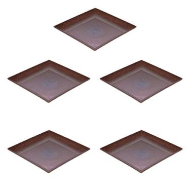 Imagem de 5un Petisqueira prato quadrado 24x24cm fundo marrom escuro - evo