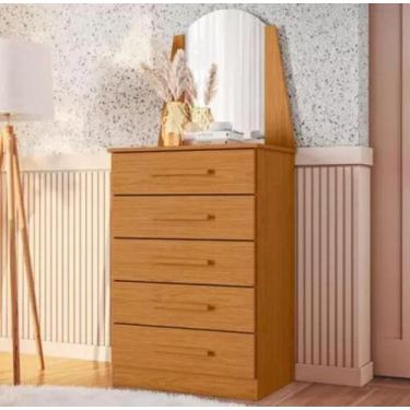 Imagem de Cômoda Veneza 5 Gavetas com Espelho Albatroz, Cinamomo