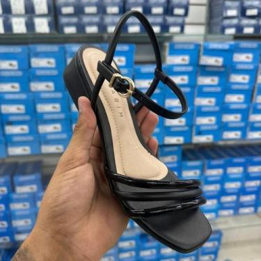 Imagem de Sandália Feminina Ramarim Saltinho Baixo Três Tiras Elegante Festa Con