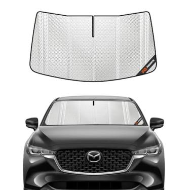 Imagem de Pigenius Para-brisa para Mazda CX-5 2017-2025 com câmera montada no espelho retrovisor. Cobertura completa do para-sol da janela frontal