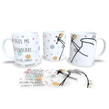 Imagem de Caneca de Porcelana Personalizada Bolinhas Frases Divertidas e Deboche (Deus me defenderay)