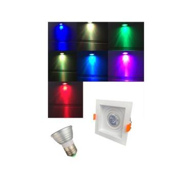Imagem de Spot Quadrado embutir Recuado MR16 GU10 DICRÓICA RGB - LEDCOM, BRANCO